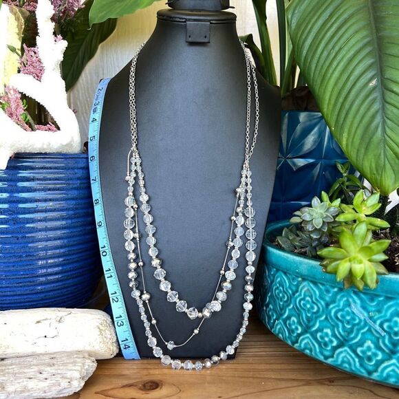Chico’s SIlver Clear Mercury Bead Necklace $18ea or bundle 3/$30 - Picture 1 of 6